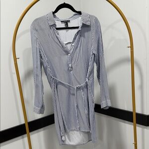 Forever 21 Blue and White Striped Dress Shirt